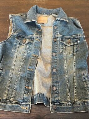 Vintage GNB Korean Denim Vest Size L Trucker Wash Y2K Streetwear 90s